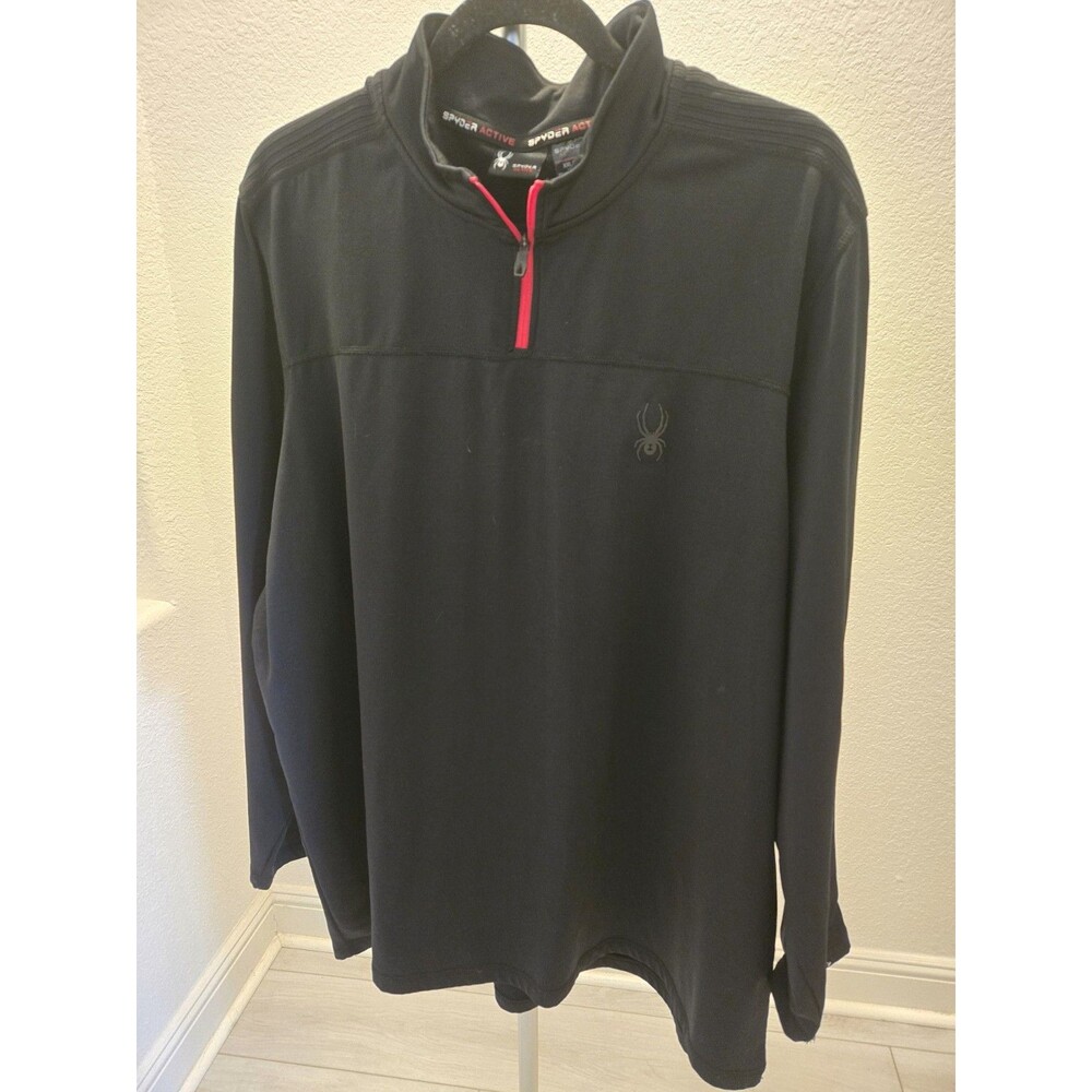 Spyder XXL Quarter Zip Pullover Mens Black Mock Neck Pink Zipper